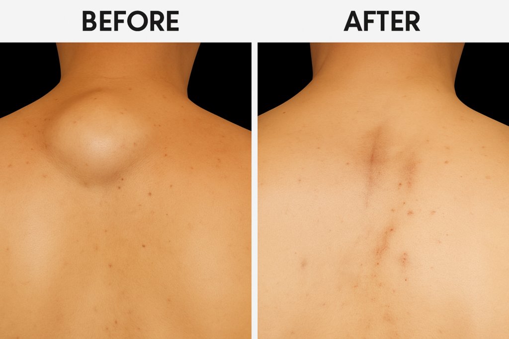 Before and After Lipoma Treatment In Irvine at Irvineskin