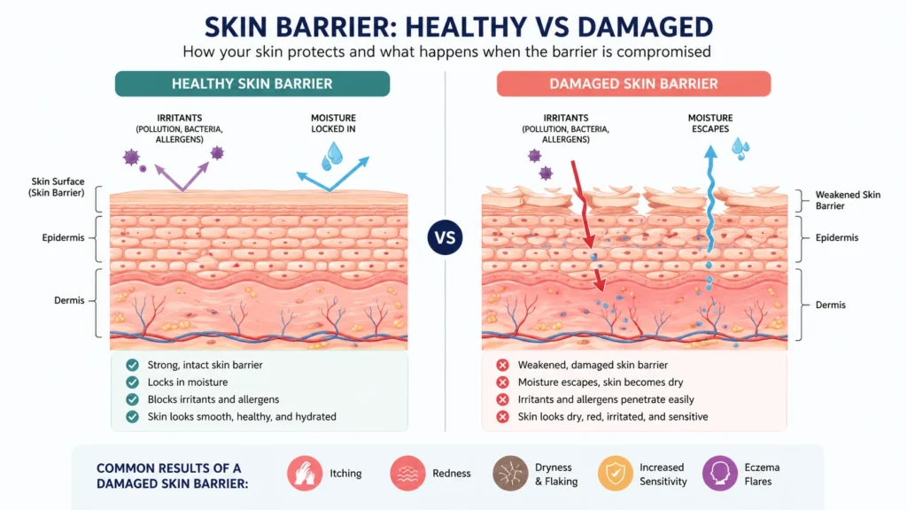 eczema skin barrier dysfunction diagram moisture loss