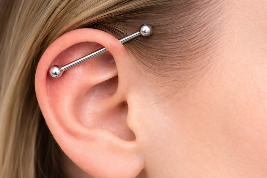industrial ear piercing healing stages cartilage