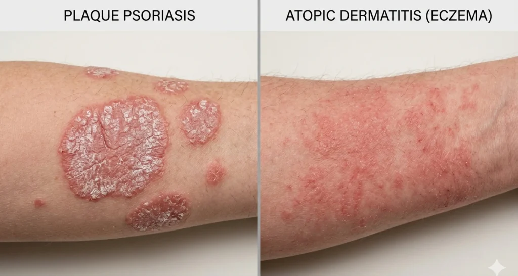 psoriasis vs eczema comparison red scaly vs dry inflamed skin