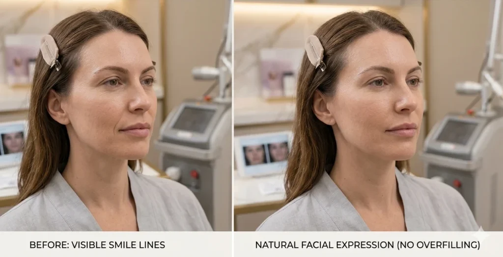 smile lines filler before after nasolabial folds improvement