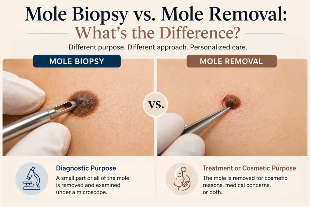 Mole biopsy vs. mole removal comparison Irvine, CA | OC MedDerm